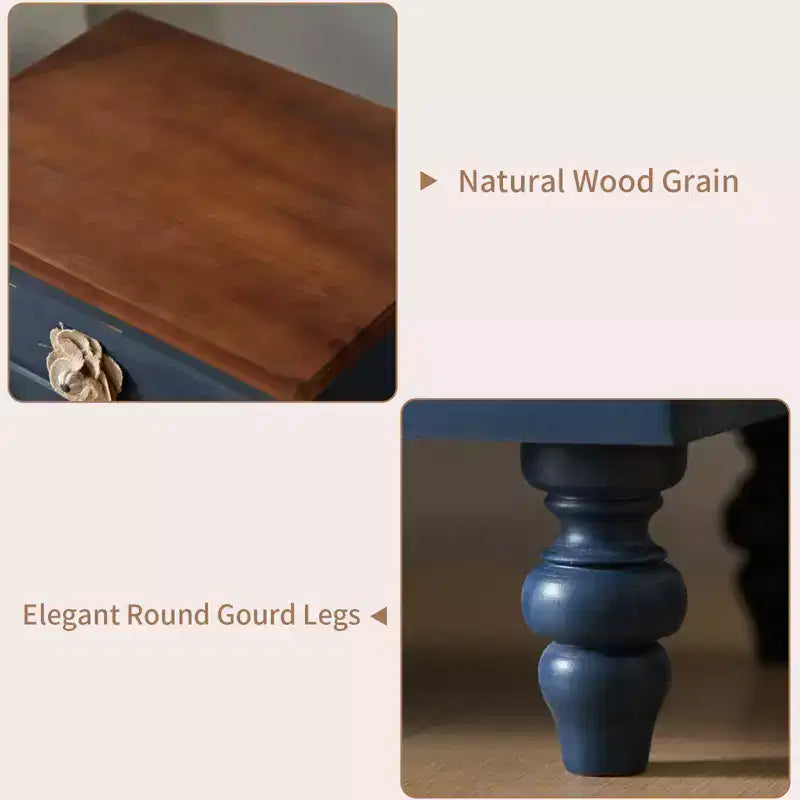 ModernLuxe Nightstand with 3 Drawers & Floral Knobs Vintage Farmhouse End Table Bedside or Sofa Accent Table