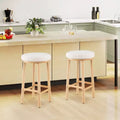 Costway 27 Bar Stools Set of 2/4 Upholstered Barstools with Boucle Fabric Seats Footrests
