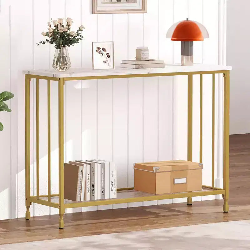 GustoWave 41.5'' Narrow Console Table 2-Tier Wood Accent Sofa Table Furniture for Entryway Living Room Hallway Easy Assembly