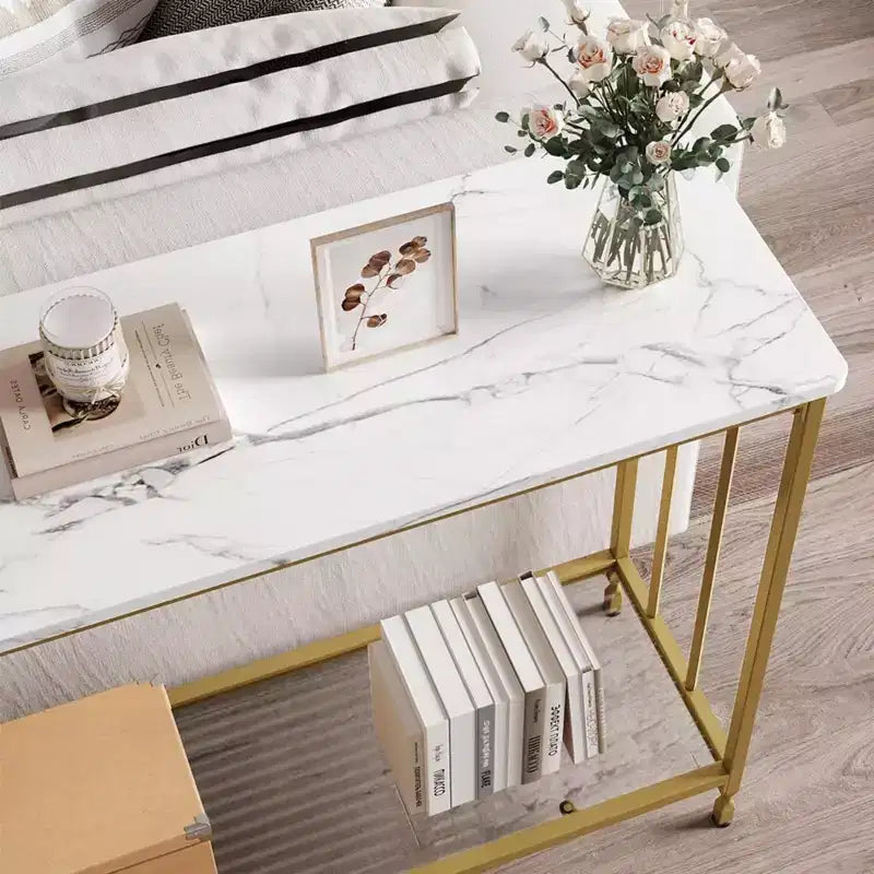 GustoWave 41.5'' Narrow Console Table 2-Tier Wood Accent Sofa Table Furniture for Entryway Living Room Hallway Easy Assembly