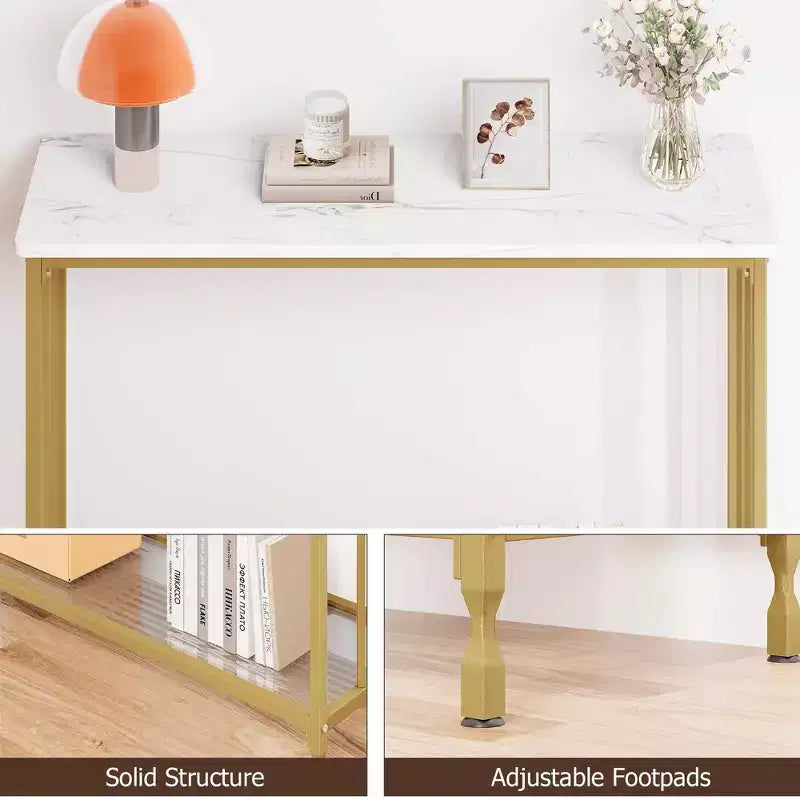 GustoWave 41.5'' Narrow Console Table 2-Tier Wood Accent Sofa Table Furniture for Entryway Living Room Hallway Easy Assembly