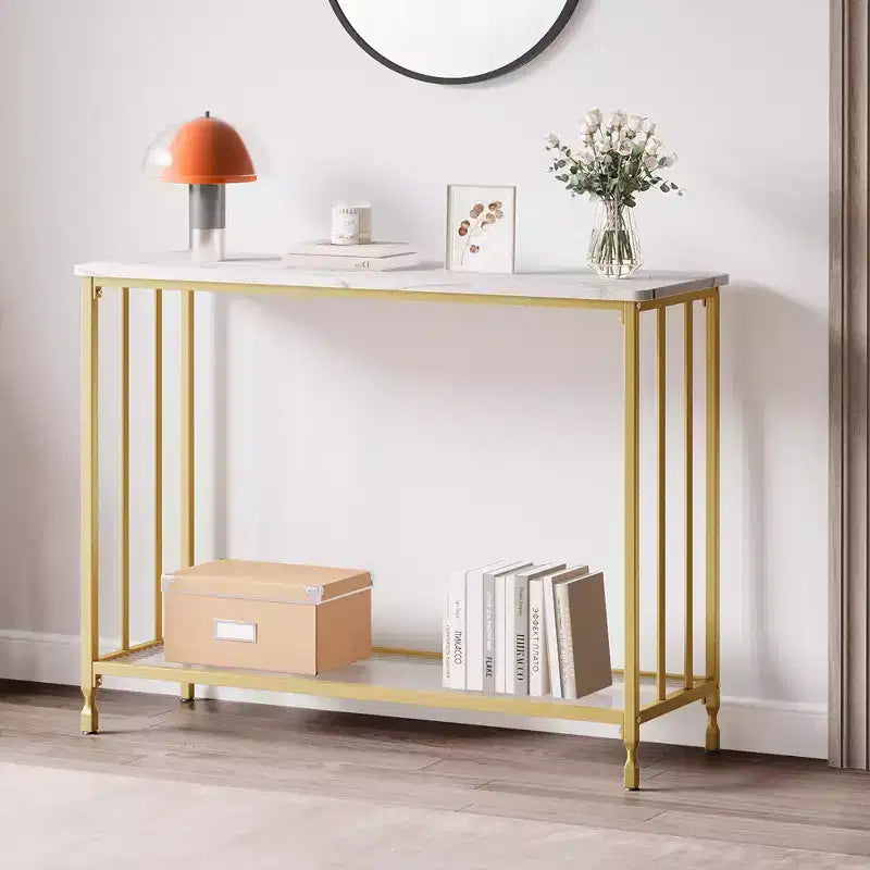 GustoWave 41.5'' Narrow Console Table 2-Tier Wood Accent Sofa Table Furniture for Entryway Living Room Hallway Easy Assembly