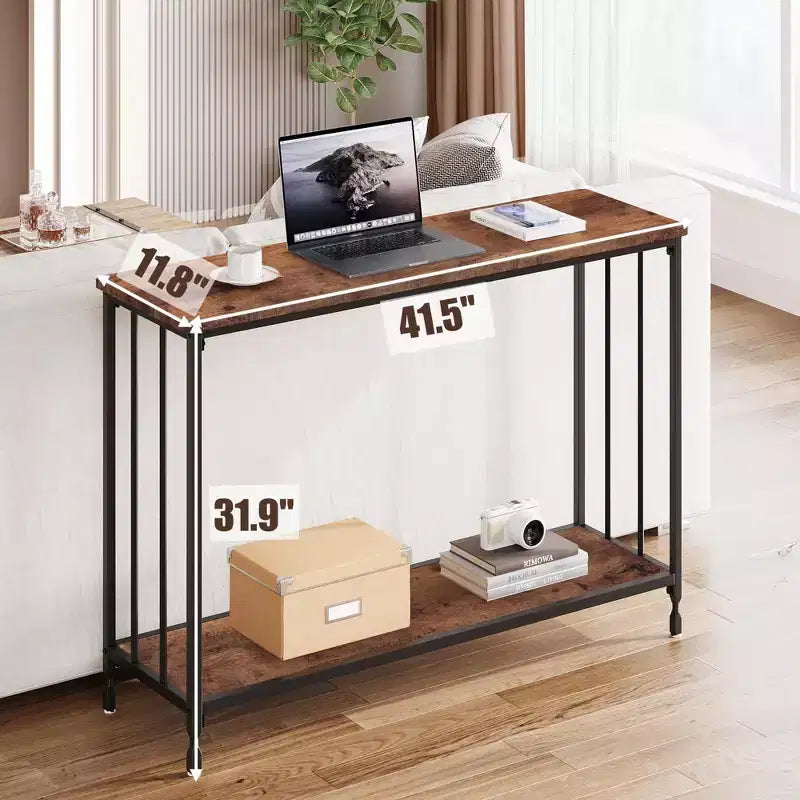 GustoWave 41.5'' Narrow Console Table 2-Tier Wood Accent Sofa Table Furniture for Entryway Living Room Hallway Easy Assembly