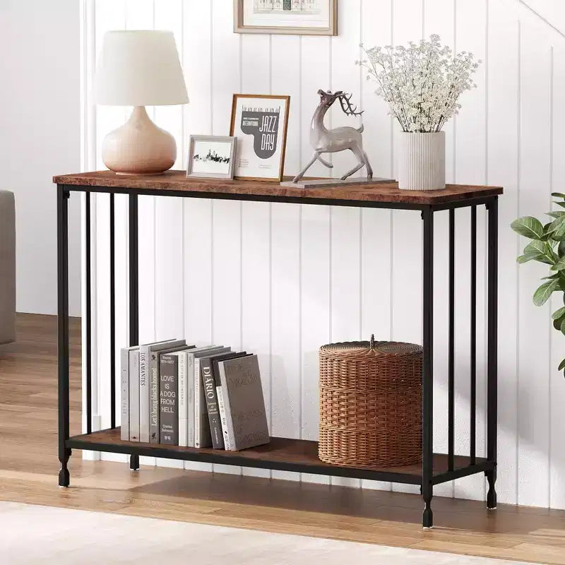 GustoWave 41.5'' Narrow Console Table 2-Tier Wood Accent Sofa Table Furniture for Entryway Living Room Hallway Easy Assembly