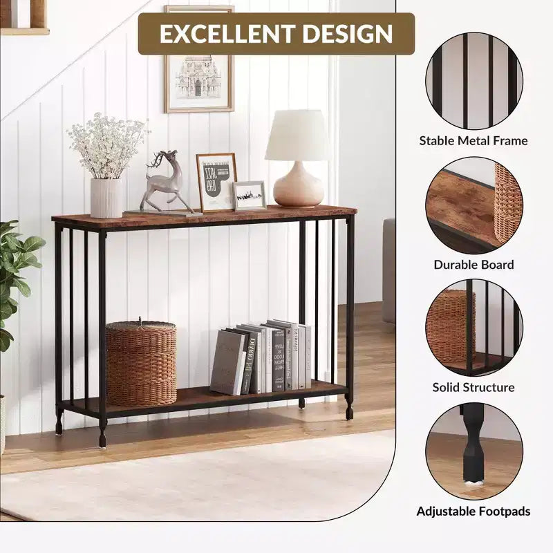 GustoWave 41.5'' Narrow Console Table 2-Tier Wood Accent Sofa Table Furniture for Entryway Living Room Hallway Easy Assembly