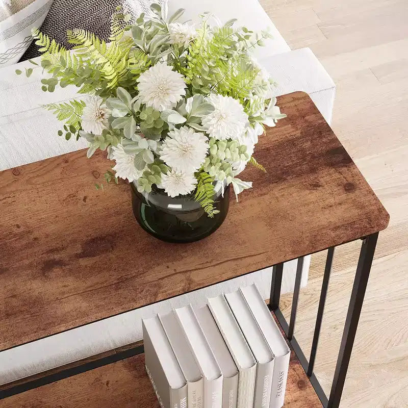 GustoWave 41.5'' Narrow Console Table 2-Tier Wood Accent Sofa Table Furniture for Entryway Living Room Hallway Easy Assembly