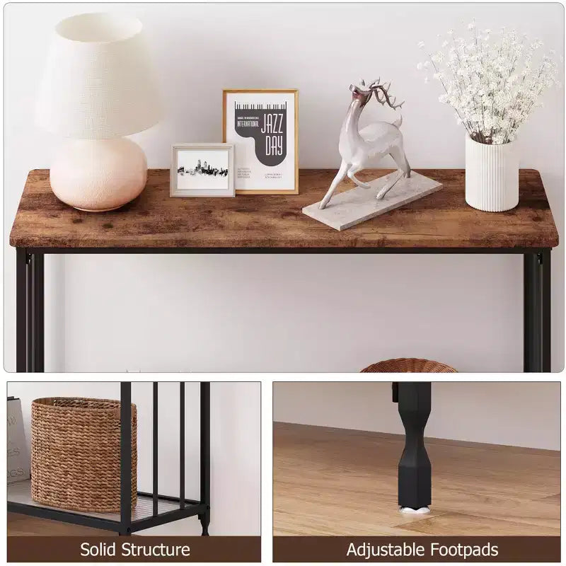 GustoWave 41.5'' Narrow Console Table 2-Tier Wood Accent Sofa Table Furniture for Entryway Living Room Hallway Easy Assembly