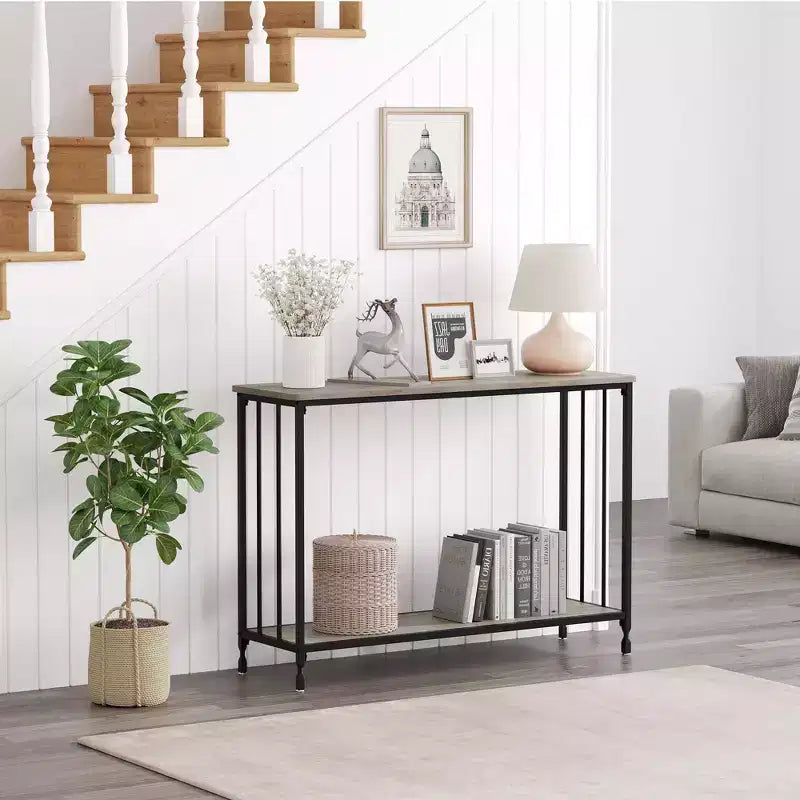 GustoWave 41.5'' Narrow Console Table 2-Tier Wood Accent Sofa Table Furniture for Entryway Living Room Hallway Easy Assembly