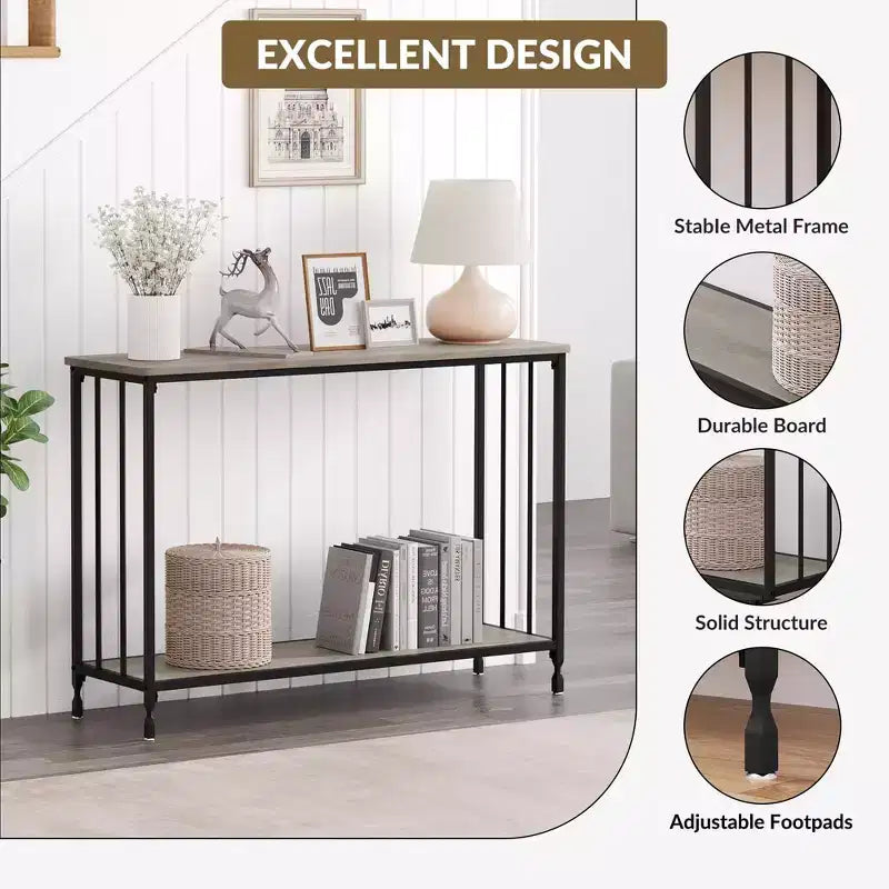GustoWave 41.5'' Narrow Console Table 2-Tier Wood Accent Sofa Table Furniture for Entryway Living Room Hallway Easy Assembly