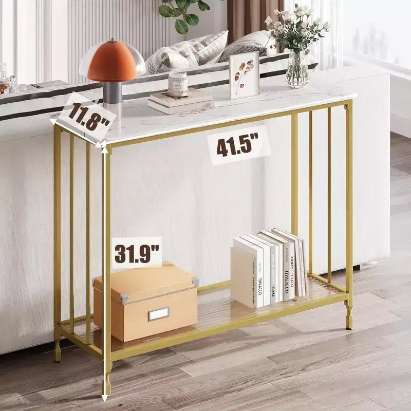 GustoWave 41.5'' Narrow Console Table 2-Tier Wood Accent Sofa Table Furniture for Entryway Living Room Hallway Easy Assembly