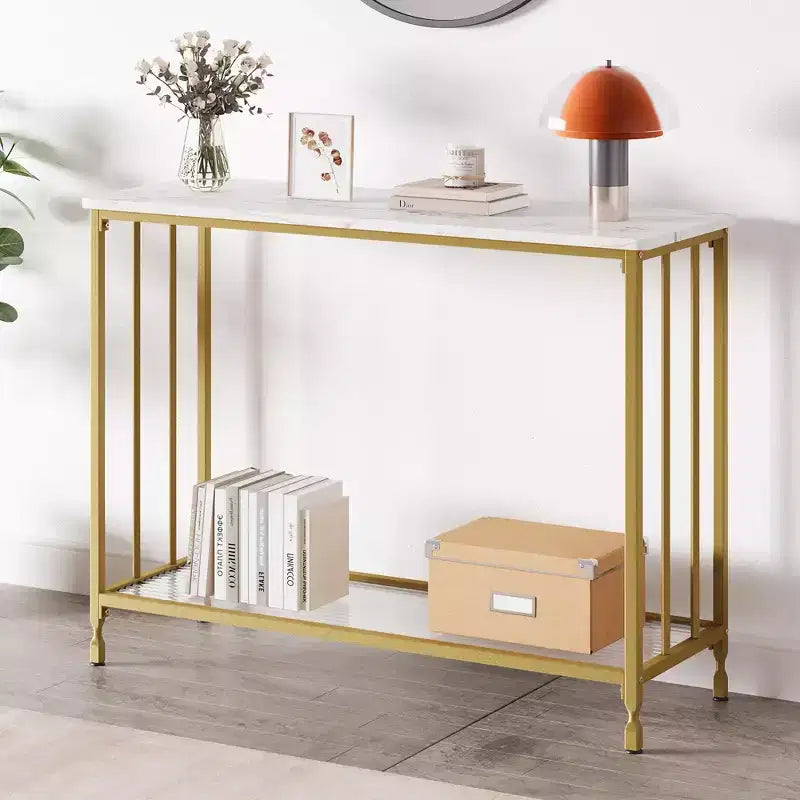 GustoWave 41.5'' Narrow Console Table 2-Tier Wood Accent Sofa Table Furniture for Entryway Living Room Hallway Easy Assembly