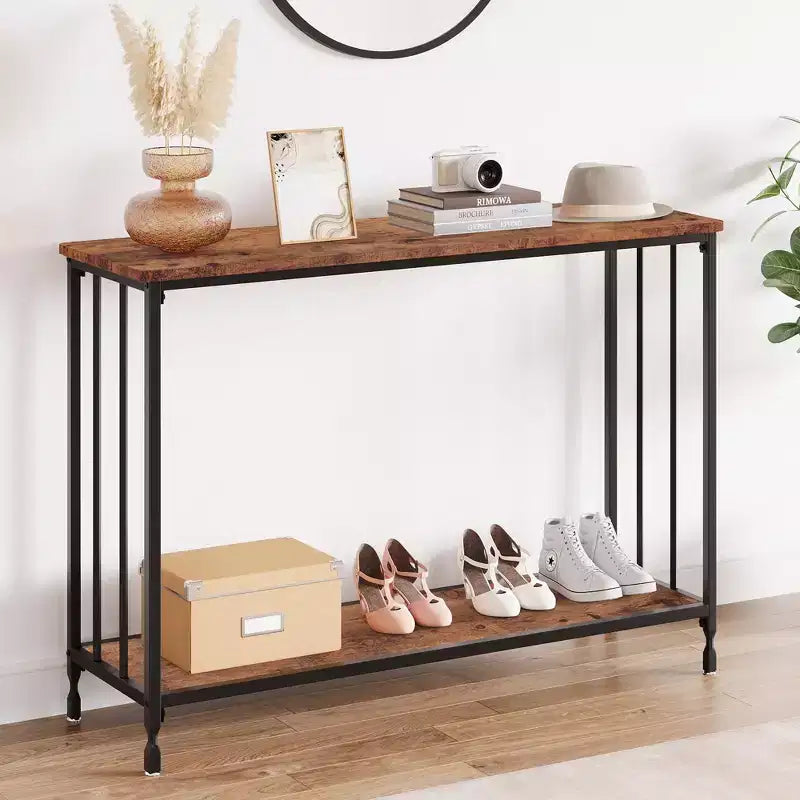GustoWave 41.5'' Narrow Console Table 2-Tier Wood Accent Sofa Table Furniture for Entryway Living Room Hallway Easy Assembly
