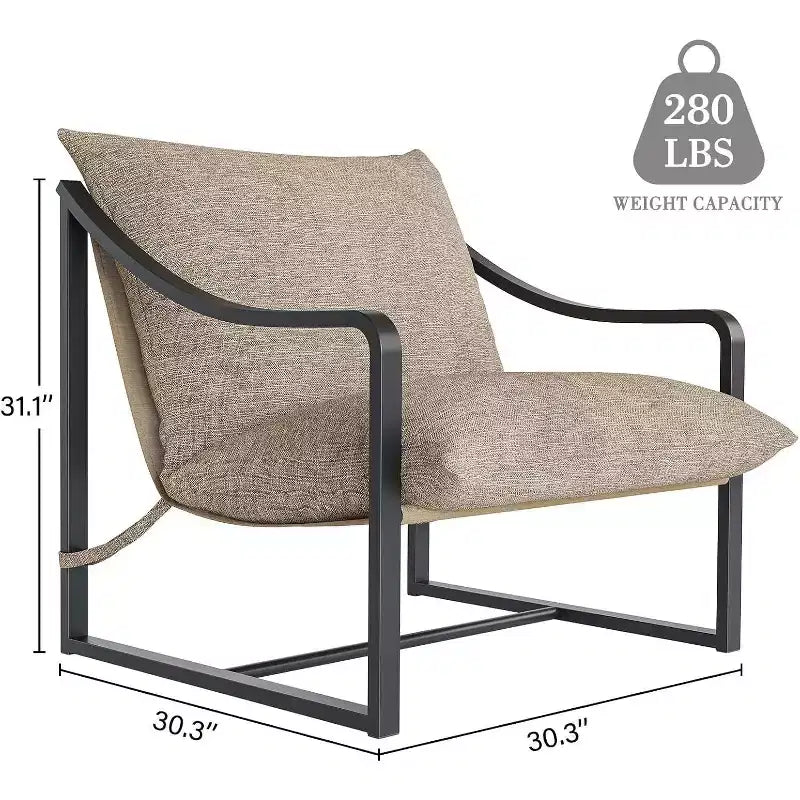COZONY Modern Accent Chair with Metal Frame Upholstered Lounge Armchair with Foam Cushion for Living Room Bedroom