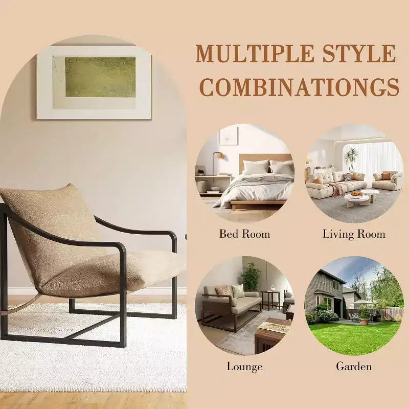 COZONY Modern Accent Chair with Metal Frame Upholstered Lounge Armchair with Foam Cushion for Living Room Bedroom