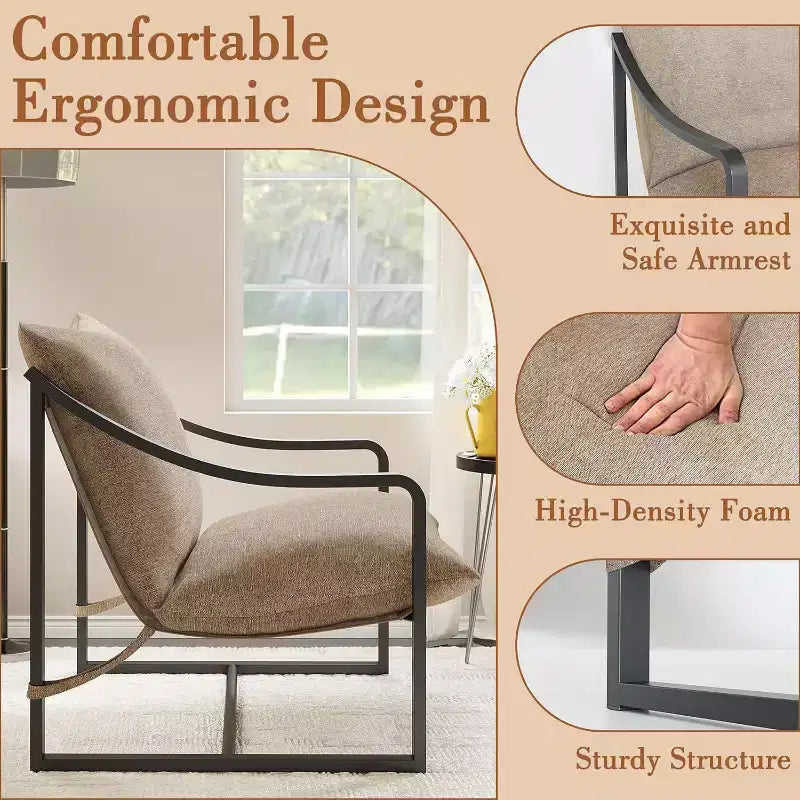 COZONY Modern Accent Chair with Metal Frame Upholstered Lounge Armchair with Foam Cushion for Living Room Bedroom
