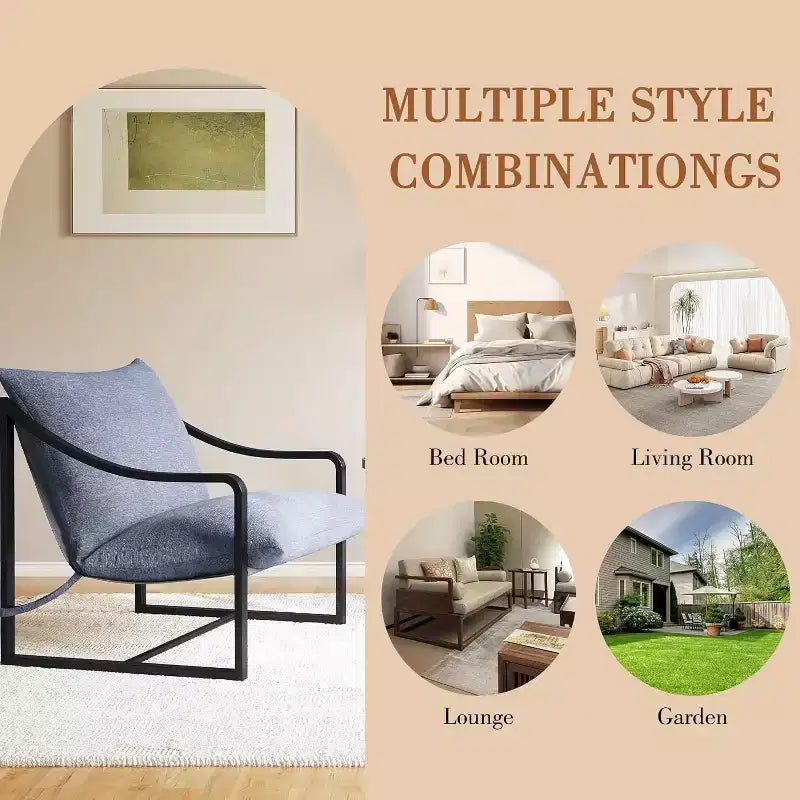 COZONY Modern Accent Chair with Metal Frame Upholstered Lounge Armchair with Foam Cushion for Living Room Bedroom