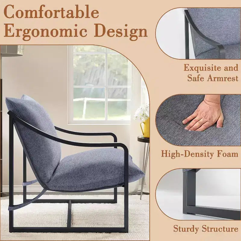 COZONY Modern Accent Chair with Metal Frame Upholstered Lounge Armchair with Foam Cushion for Living Room Bedroom