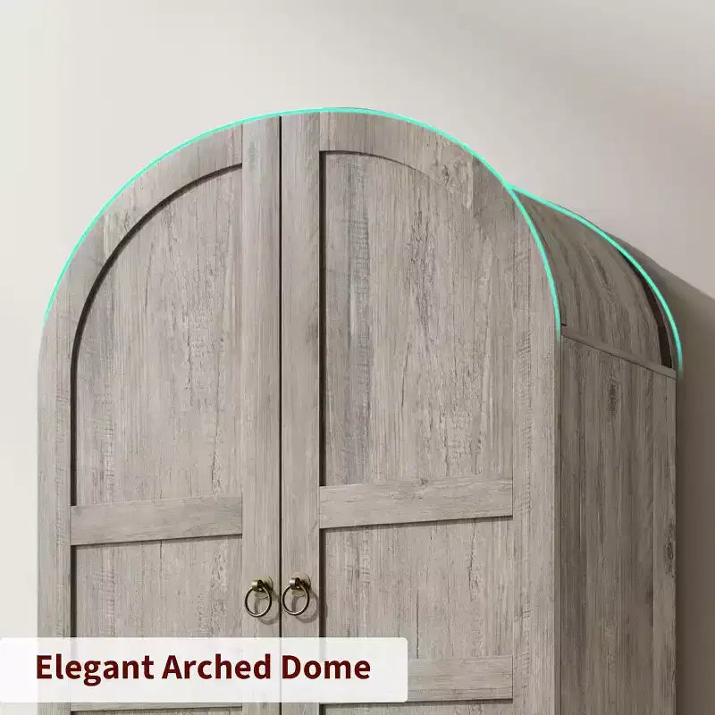 71 High Arched Bookcase Wooden Arched Bookshelf With Doors and Drawers Large Arched Display Bookcase With Storage Suitable for Office Living Room