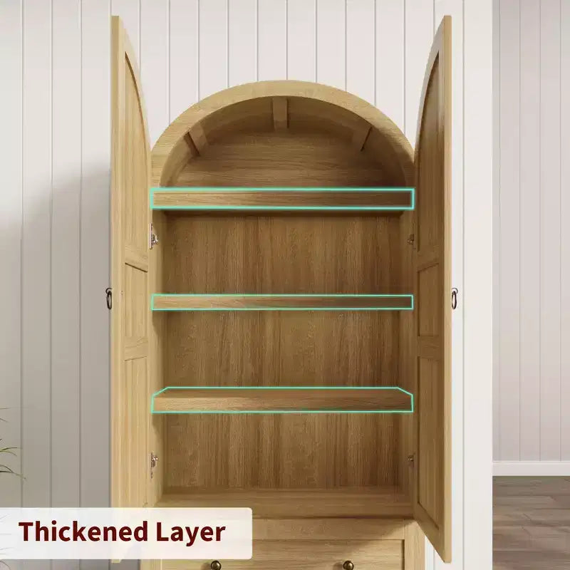 71 High Arched Bookcase Wooden Arched Bookshelf With Doors and Drawers Large Arched Display Bookcase With Storage Suitable for Office Living Room