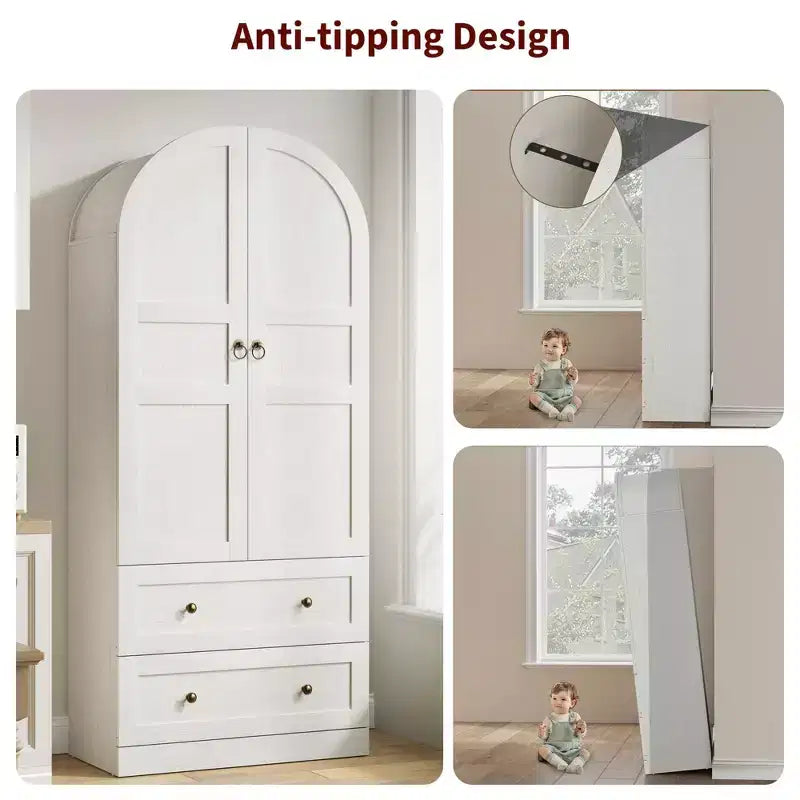 71 High Arched Bookcase Wooden Arched Bookshelf With Doors and Drawers Large Arched Display Bookcase With Storage Suitable for Office Living Room