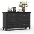 Farmhouse white storage cabinet with 6 drawers dresser TV stand with vintage handles wide wood for bedroom living room hallway
