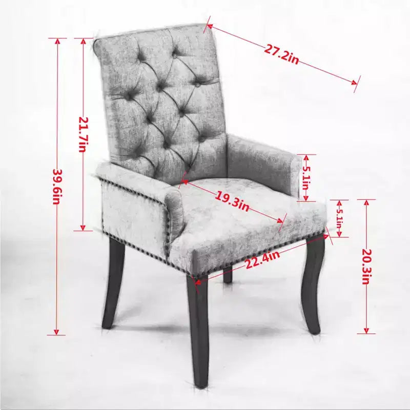 Okak Mid-Century Elegant Tufted Dining Chairs with Curved Legs for Kitchen Dining Room Chenille Upholstered Seating Arm Dining Chair