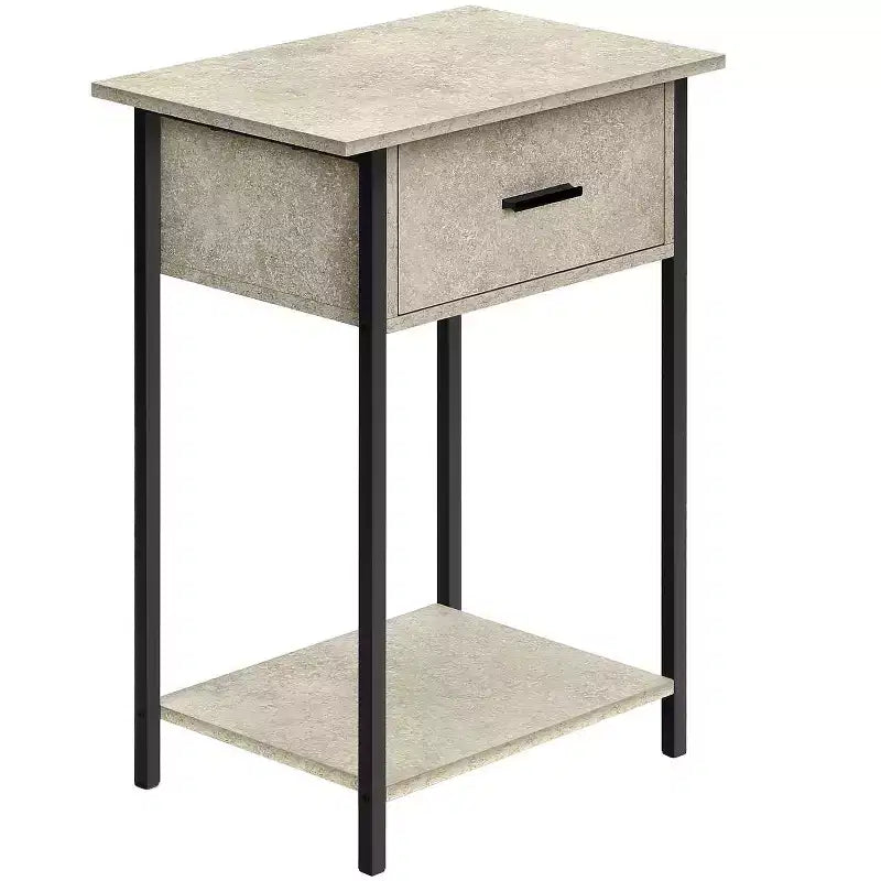 Okak Accent Side Table with Storage Drawers End Table with Bottom Shelf and Metal Legs Couch Table for Small Space Living Room