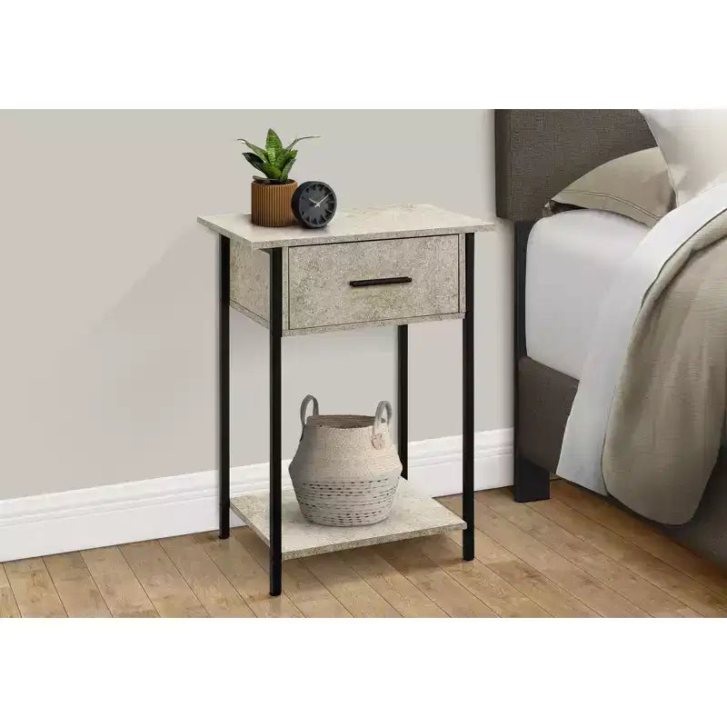 Okak Accent Side Table with Storage Drawers End Table with Bottom Shelf and Metal Legs Couch Table for Small Space Living Room
