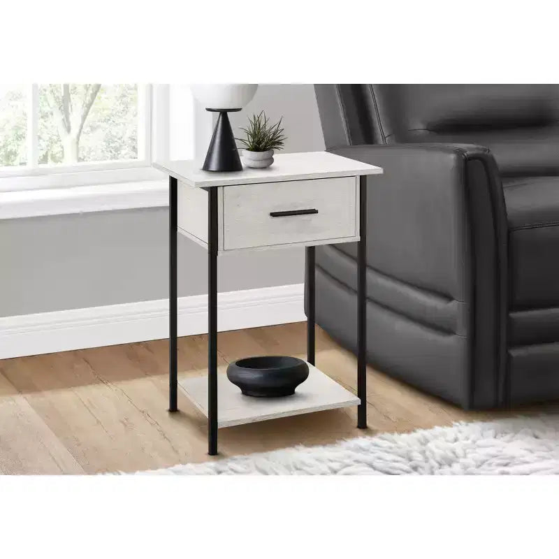 Okak Accent Side Table with Storage Drawers End Table with Bottom Shelf and Metal Legs Couch Table for Small Space Living Room