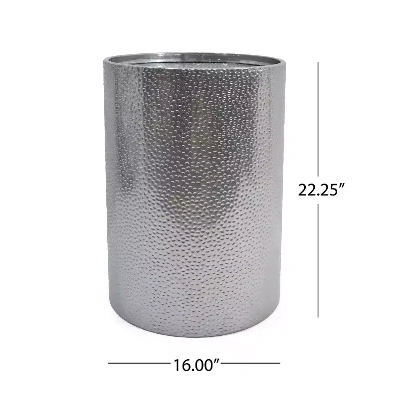 Okak Modern Round End Table with Hammer Marks Cylindrical Side Table with Groove Design Couch Table for Living Room Bedroom Set of 2
