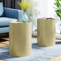 Okak Modern Round End Table with Hammer Marks Cylindrical Side Table with Groove Design Couch Table for Living Room Bedroom Set of 2