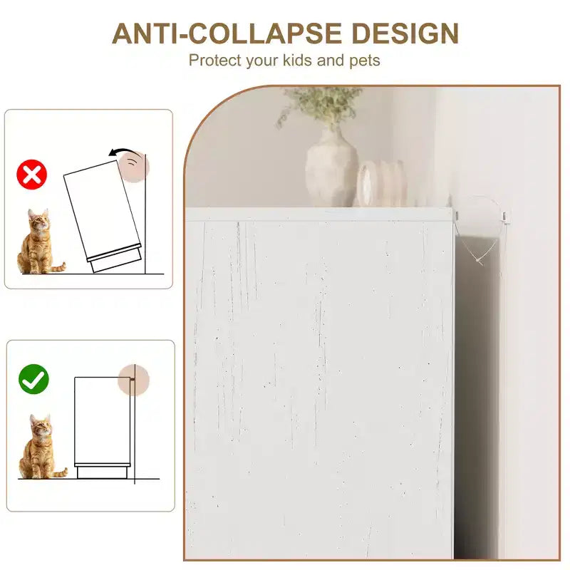 Rattan 6 Drawer Dresser 47in Wide White 6 Chest of Drawers with Metal Handles and Wooden Sturdy Base for Bedroom Living Room Nursery Closet