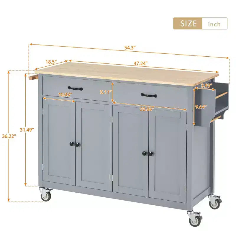 Okak Modrn Kitchen Island with Drop Leaf & Adjustable Shelves Rolling Kitchen Cart with Wheels & Drawers Storage Cabinet Folding Dining Table