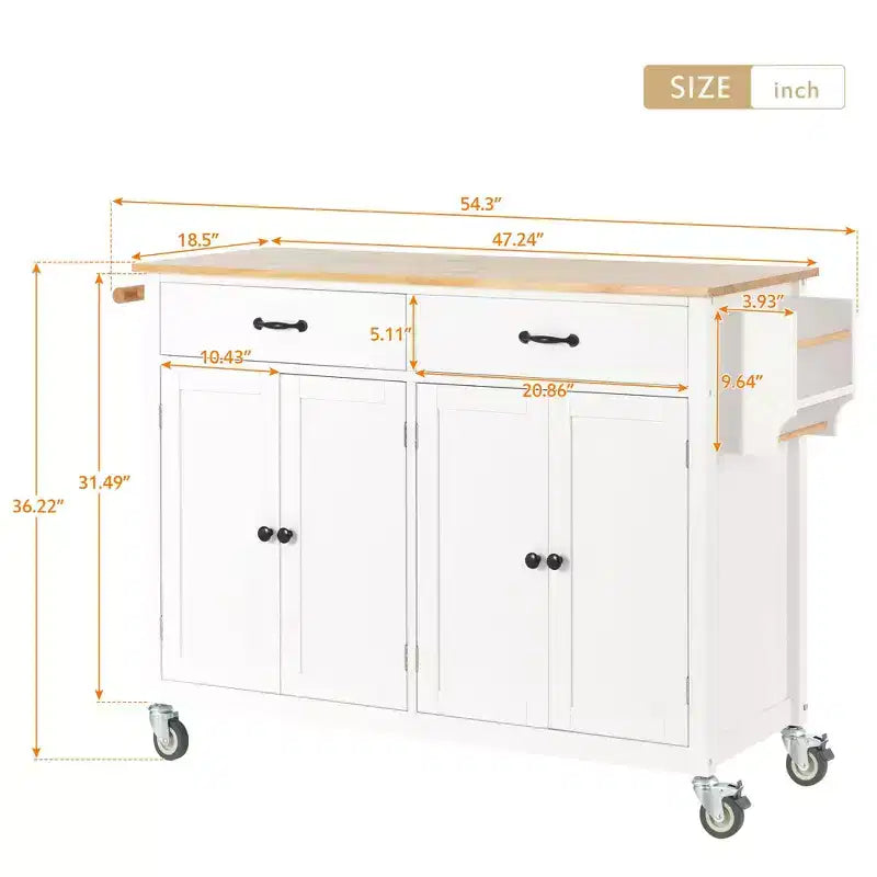 Okak Modrn Kitchen Island with Drop Leaf & Adjustable Shelves Rolling Kitchen Cart with Wheels & Drawers Storage Cabinet Folding Dining Table