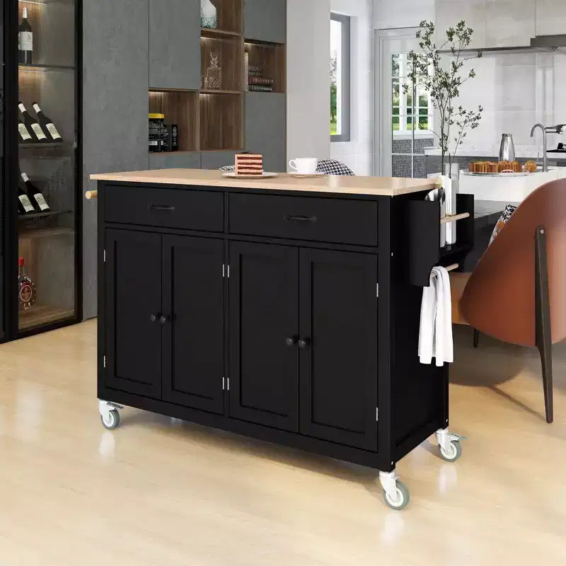 Okak Modrn Kitchen Island with Drop Leaf & Adjustable Shelves Rolling Kitchen Cart with Wheels & Drawers Storage Cabinet Folding Dining Table