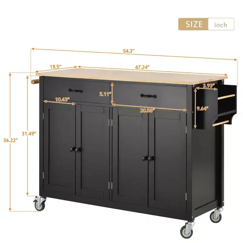 Okak Modrn Kitchen Island with Drop Leaf & Adjustable Shelves Rolling Kitchen Cart with Wheels & Drawers Storage Cabinet Folding Dining Table