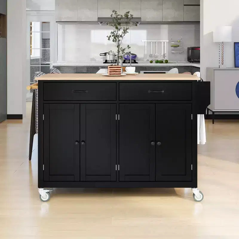 Okak Modrn Kitchen Island with Drop Leaf & Adjustable Shelves Rolling Kitchen Cart with Wheels & Drawers Storage Cabinet Folding Dining Table