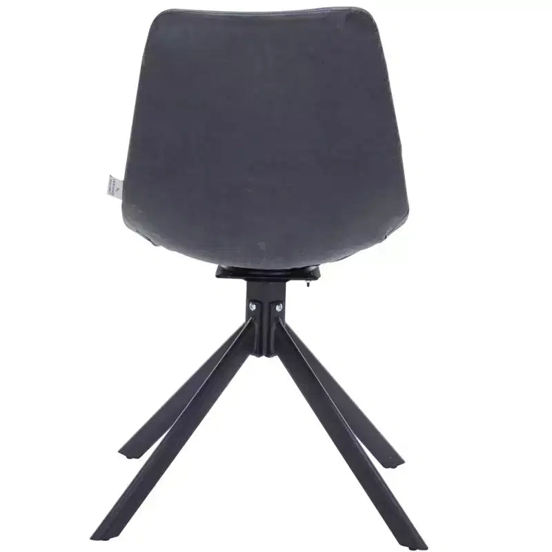 LeisureMod Leather Dining Chair with 360-Degree Swivel And Powder-Coated Iron Legs