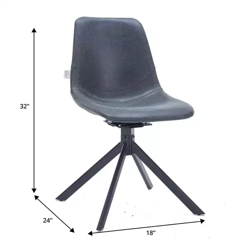 LeisureMod Leather Dining Chair with 360-Degree Swivel And Powder-Coated Iron Legs