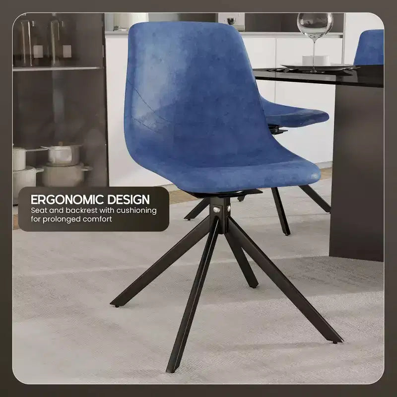 LeisureMod Leather Dining Chair with 360-Degree Swivel And Powder-Coated Iron Legs