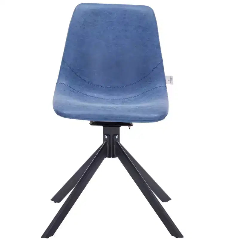 LeisureMod Leather Dining Chair with 360-Degree Swivel And Powder-Coated Iron Legs