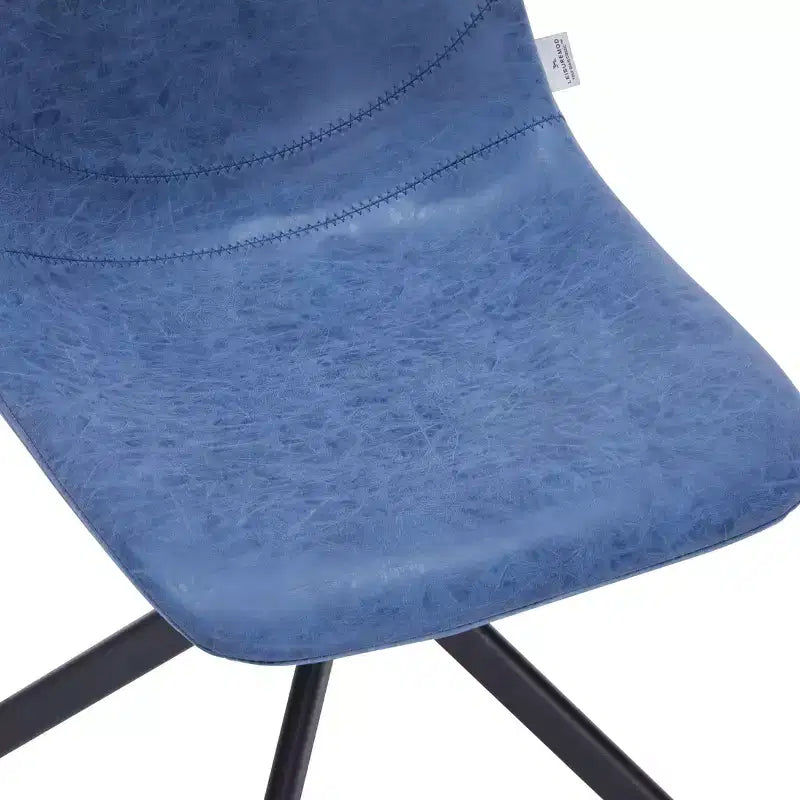 LeisureMod Leather Dining Chair with 360-Degree Swivel And Powder-Coated Iron Legs