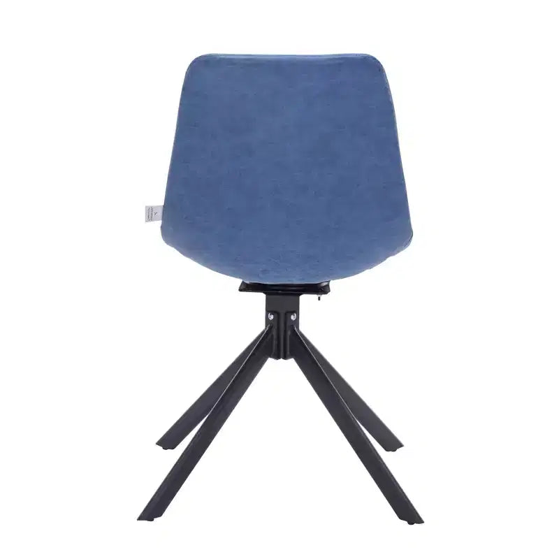 LeisureMod Leather Dining Chair with 360-Degree Swivel And Powder-Coated Iron Legs