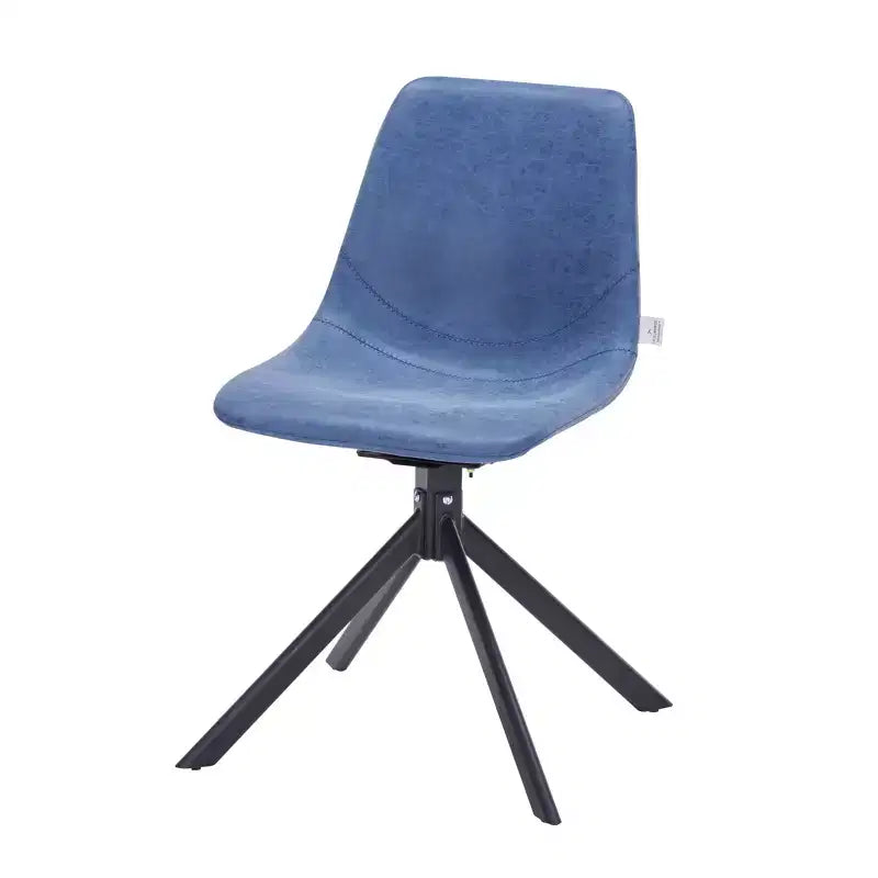 LeisureMod Leather Dining Chair with 360-Degree Swivel And Powder-Coated Iron Legs