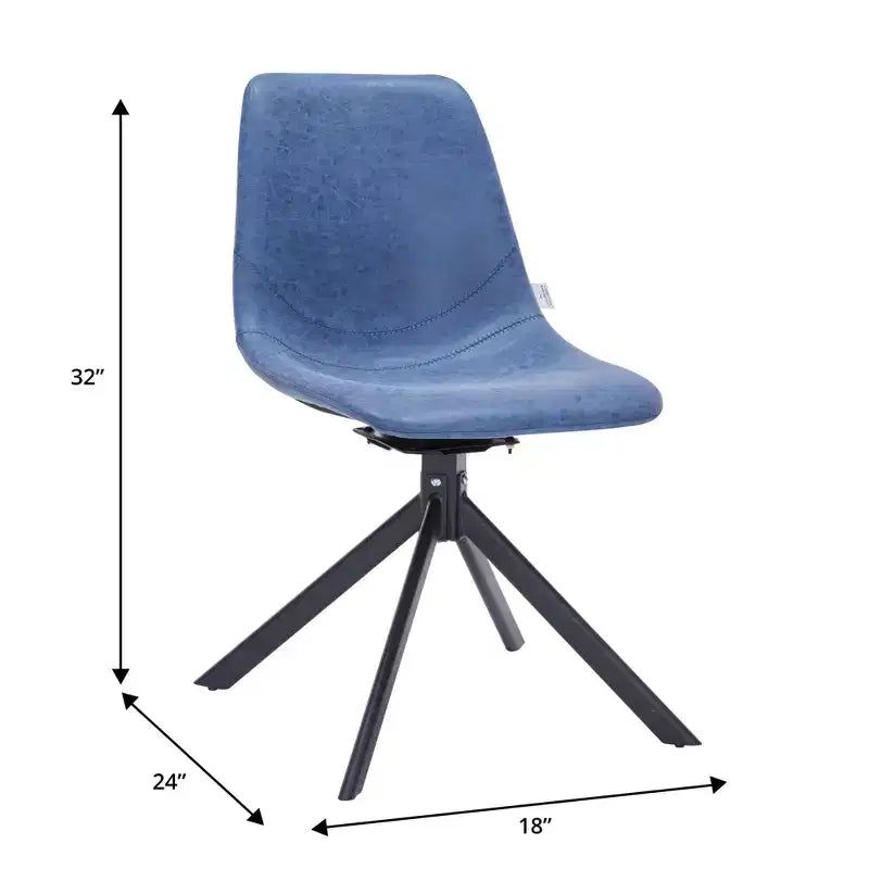 LeisureMod Leather Dining Chair with 360-Degree Swivel And Powder-Coated Iron Legs