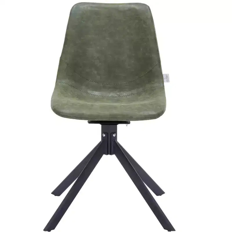 LeisureMod Leather Dining Chair with 360-Degree Swivel And Powder-Coated Iron Legs