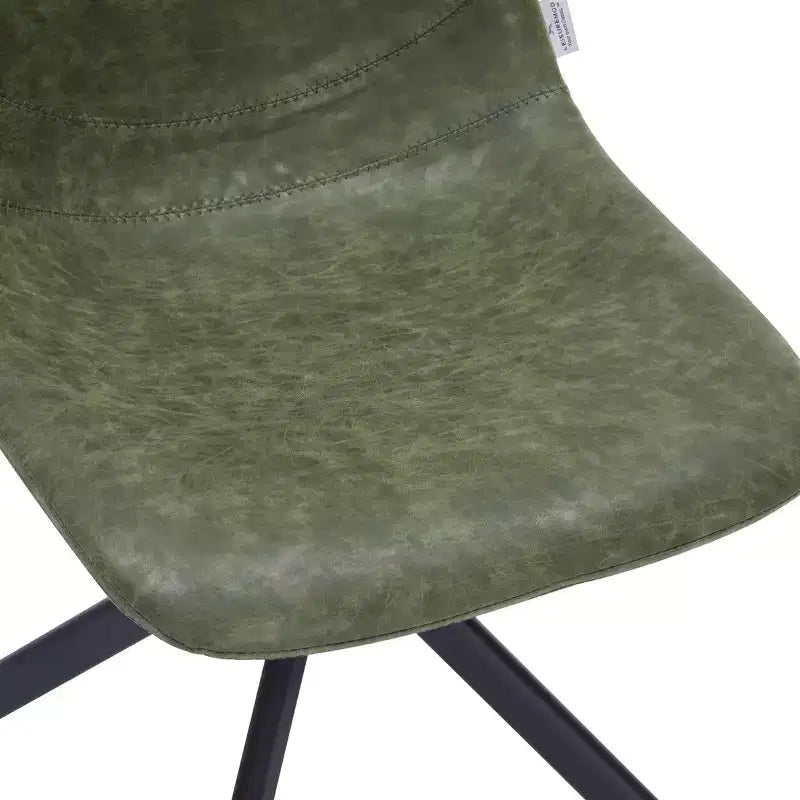LeisureMod Leather Dining Chair with 360-Degree Swivel And Powder-Coated Iron Legs