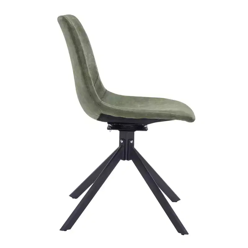 LeisureMod Leather Dining Chair with 360-Degree Swivel And Powder-Coated Iron Legs