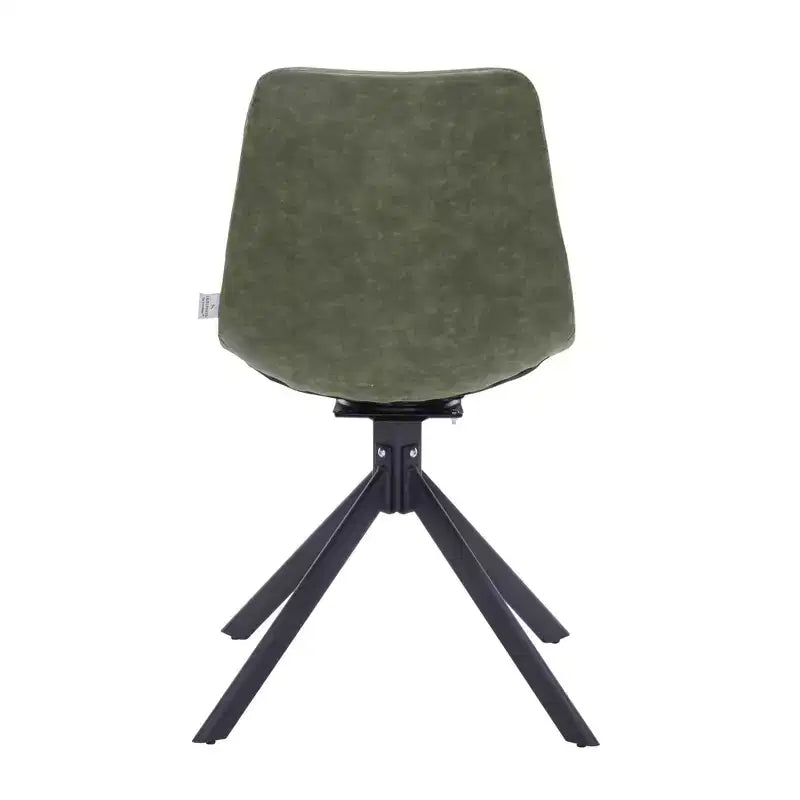 LeisureMod Leather Dining Chair with 360-Degree Swivel And Powder-Coated Iron Legs