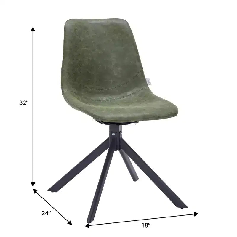 LeisureMod Leather Dining Chair with 360-Degree Swivel And Powder-Coated Iron Legs